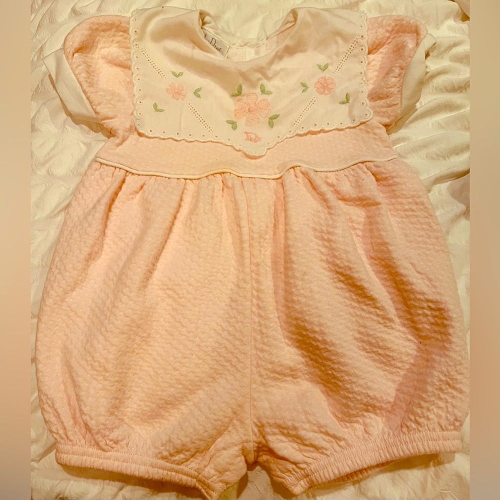 DIOR Classic Baby Pink Embroidered One-Piece Romper